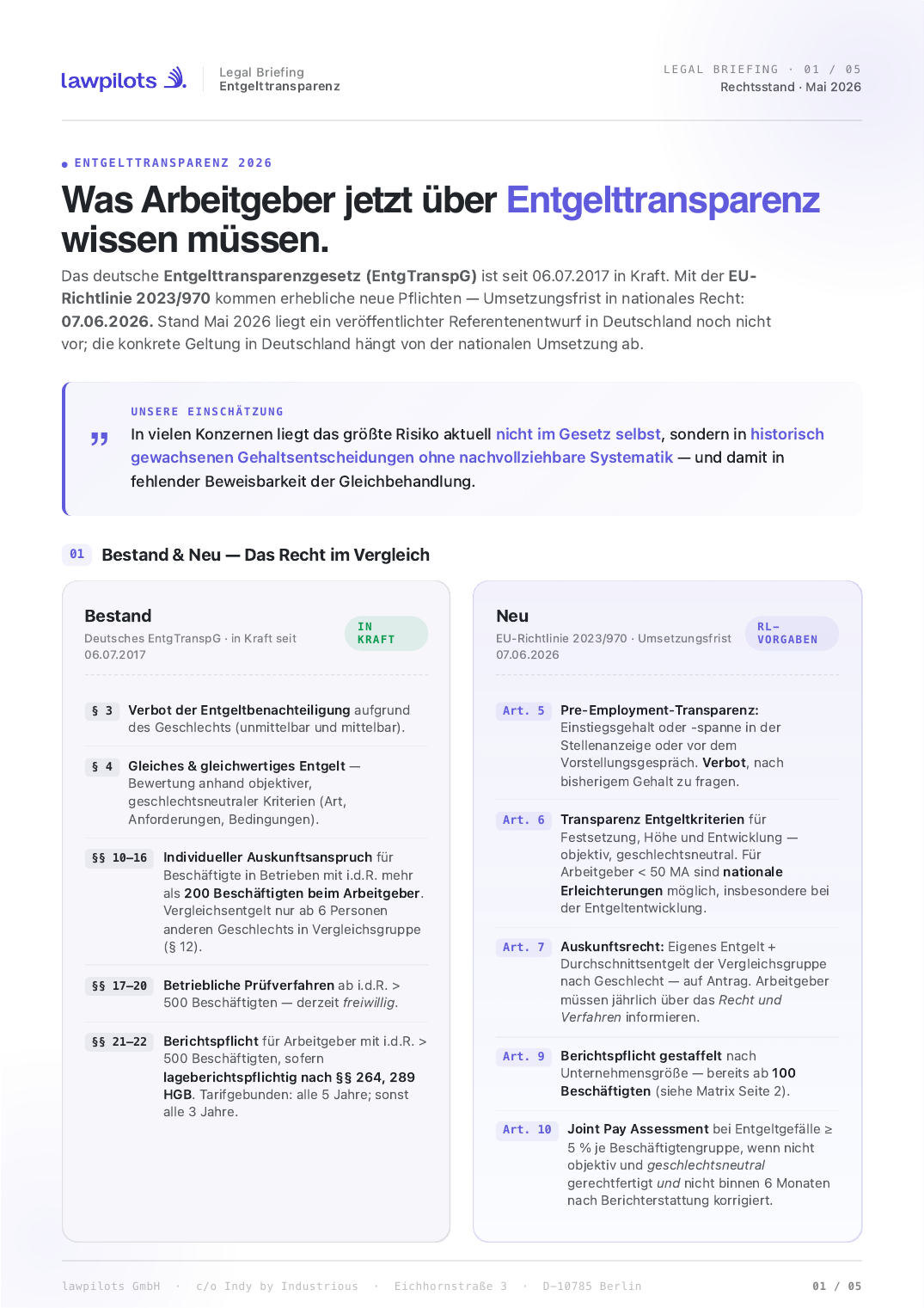 Seite 1 — Bestand & Neu, Haltung